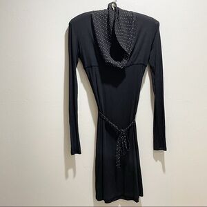FORNARINA Women’s Black Long Sleeve Polka Dot Cowl Neck Belted Dress Size S